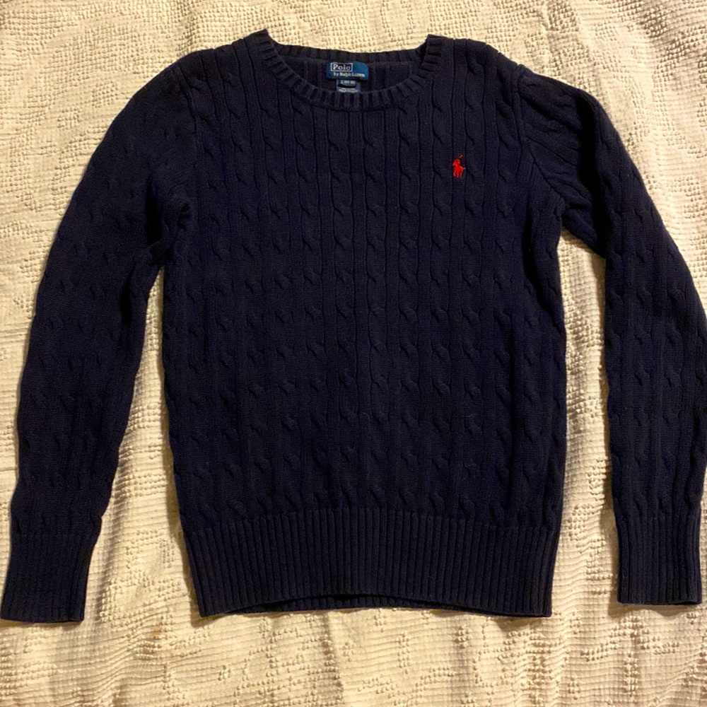 Polo Navy Cable Knit Pullover Sweater
